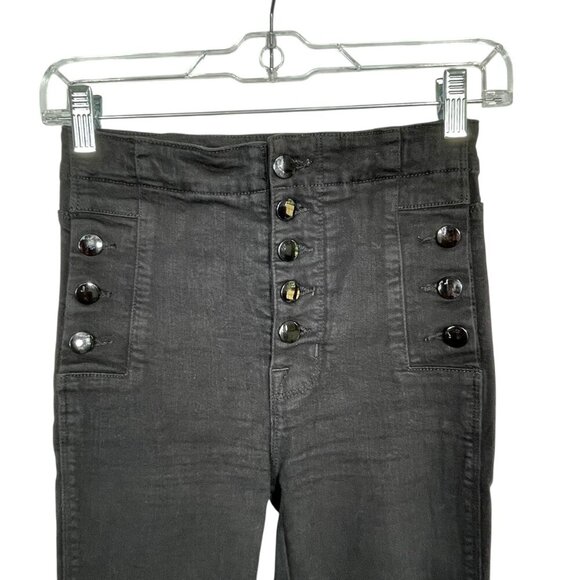 J Brand Natasha Skinny Button-Fly Hi-Rise Jeans in Seriously Black Size 25 - Picture 6 of 16